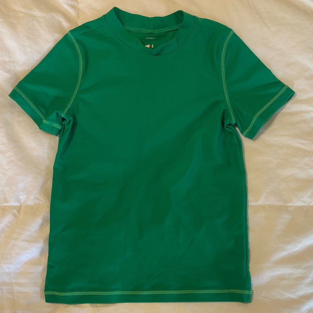 Primary Grass Green Kids Short-sleeve Rashguard/Swim Shirt